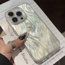Airplane 1pc Minimalist Anti-Drop Phone Case, Full Body Protection With Feather Fiber Gradient Feather Wave Laser Shiny Artistic Design, Compatible With Iphone X XR XSMax 11 12 13 13Pro 13ProMax 14ProMax 14ProMax 15 15PRO 15PLUS 15PROMAX 16 16Pro 16Plus 16Promax Series