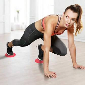 Gliding Discs For Home Fitness Yoga Pilates Thigh Slimming Abdominal Core Training Sliding Plate Exercise Board Mute Training Equipment Abdominal Fat Burning Gliding Discs Waist Trainer Buttocks Toning Abdominal Muscle Trainer Gym Accessories, Deporte, Gimnasio, Ejercicio En Casa