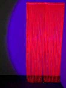 夜光派对用品，1 件霓虹派对装饰 3.3 X 6.6 英尺荧光马卡龙黄绿粉红金属丝箔流苏窗帘，照片亭道具背景飘带，生日、毕业典礼、圣诞派对装饰 - 彩色 - 查看 13