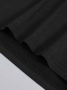 1 camiseta informal de poliéster de talla grande con patrón geométrico de tontos y caballos, cuello redondo, manga corta, tejido de punto, top moderno de primavera/verano - algodón negro premium de 180 g - Negro - Ver 6