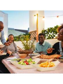 50 pièces Barques alimentaires en bambou - Mini plateaux à sushi, assiettes d'amuse-gueule, contenants en forme de feuille pour barbecues, camping et repas, accessoires de cuisine légers, accessoires de repas | Design de feuille naturelle | Contenants