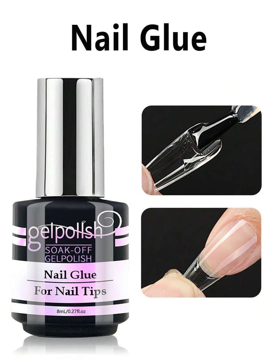 GELPOLISH 1/2/3支装美甲胶水刷头，适用于甲片、假指甲，超强持久，亚克力美甲凝胶需配合UV/LED灯使用。