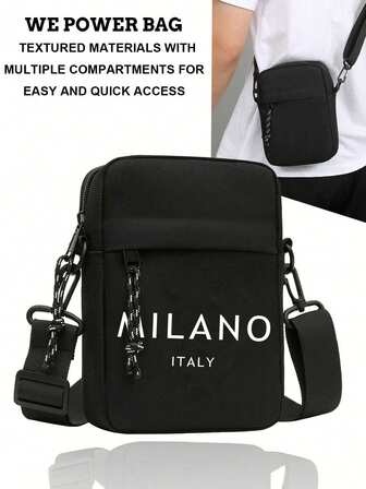 Milano Italy Men'S Fashion Oxford Crossbody Bag, Casual Style, Large Capacity, Vertical Oxford Sling Bag, Adjustable Strap, Daily Commute Shoulder Bag, Black - Do Not Wash, Multiple Styles To Choose From Side Bag Pouch Festival