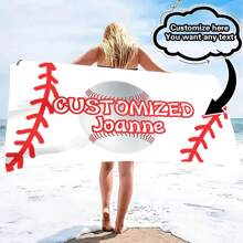 1pc Personalized Baseball Pattern Beach Towel & Blanket - Customized Name, Super Absorbent Quick Dry Microfiber, 240gsm, Suitable For Beach, Pool, Camping, Travel Summer Holiday Bathroom Decor, Multi-Functional, Durable, Ornamental, Reusable, Exquisite, Stylish, High-Quality, Colorful, Modern, Custom, Personalized, Unique, Home, Garden, Office, For Anniversaries, For Valentine's Day, For Mother's Day, For Birthdays, For Father's Day, For Graduation, For Weddings, For Housewarming Beach Essentials