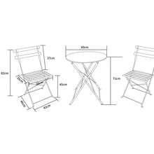 MOF 3-Piece Folding Bistro Set, Outdoor Garden Metal Table And Chairs, Powder-Coated Steel, 4 Colours Available - Grey - View 2