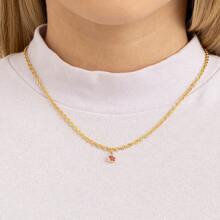 Colar Feminino Elos Dourados com Pingente Estrela Rubi Folheado a Ouro 18K - FS Semijóias