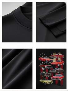 Classic Muscle Cars T - Shirt, 100% Cotton With 220g Weight, For Car - Enthusiasts And Retro - Style Lovers - Black - View 4