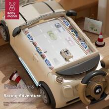 儿童模拟驾驶汽车玩具、冒险赛车玩具、方向盘游戏机、益智音乐玩具，提高孩子的动手能力和思维能力，适合男孩和女孩的礼物 - 白色 - 查看 3