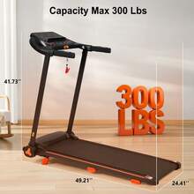 MERAX NEW Treadmills For Home, 2.5HP Quiet Folding Treadmill With Heart Rate Sensor, 300lbs Weight Capacity, 7.5MPH, Incline Treadmill With USB Charge Station & Bluetooth Speaker, 6 Shock-Absorbing - 黑色 - 查看 4