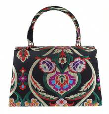 Girly Handbags Ladies Baroque Flower Clutch Bag - Black - View 4