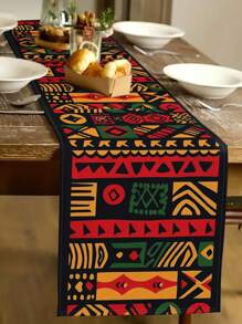 1pc African Printed Table Runner, Colorful Abstract Geometric Printed Table Runner, Kitchen Dining Room Decor, Holiday Decoration, Home Party, Wedding, Outdoor Dining Table, Coffee Table Decor