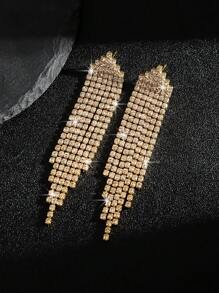 1 Par de Pendientes Vintage con Borlas Brillantes, Cristales y Decoración de Cristales Brillantes, Adecuados para Bodas, Graduaciones y Fiestas
