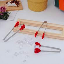 3pcs Mini Dessert Tongs Stainless Steel Ice Tongs, Heart-Shaped/Glove/Palm-Shaped Non-Slip Silicone High-Temperature Resistant Kitchen Food Tongs, Stainless Steel Food Tongs Bread Tongs Barbecue Tongs Anti-Scalding Barbecue Tongs, Candy Tongs/Cookie Tongs/Pastry Tongs/Snack Tongs/Ice Tongs/Salad Tongs/Fruit Tongs/ Heat-Resistant Tongs For Cooking/ Kitchen Tongs, Essential Kitchen Tools