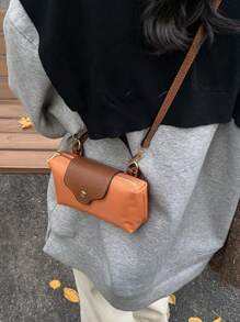 1 pieza Bolso de mano de moda de estilo cuadrado pequeño, bolso de mujer de hombro y bandolera versátil y a la moda, monedero mini de unicolor, apto para teléfono, monedas, lápiz labial, uso diario, ir al trabajo