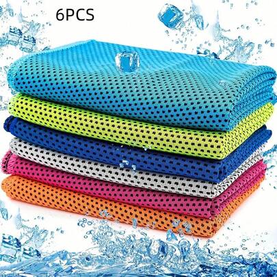 6 包超细纤维冷却毛巾 - 速干、柔软透气的凉爽毛巾，适用于运动、健身房、瑜伽、露营、跑步、健身和锻炼 - 全天保持凉爽清爽