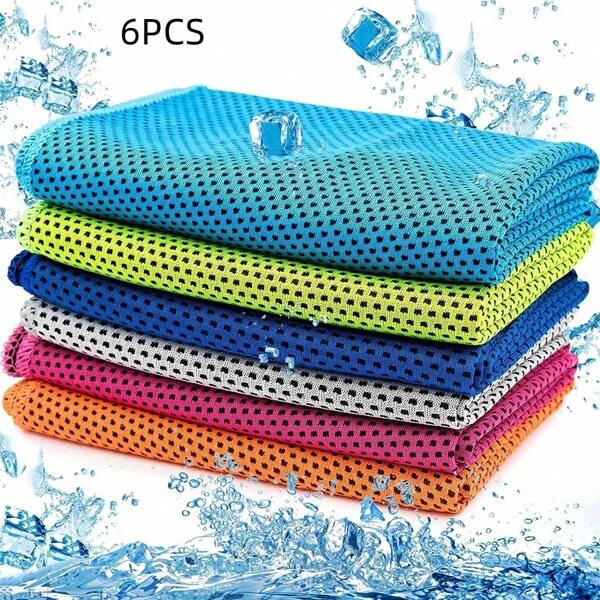 6 Packs Microfiber Cooling Towel - Quick Dry, Soft & Breathable Chilly Towel For Sports, Gym, Yoga, Camping, Running, Fitness & Workout - Stay Cool & Refreshed All Day