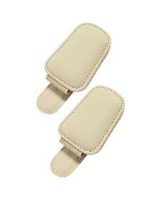 2 piezas/1 pieza Clip universal para gafas de sol de parasol de coche, clip magnético para gafas de cuero de material de PU, clip para tarjetas de tickets de coche, soporte de gafas de moda, accesorios de parasol de coche, accesorios interiores automotrices (Negro/Gris/Rojo/Beige) - Estilo A - Ver 20