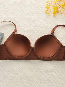 6pcs/Set Women's Solid Color Underwire Bra And Bikini Panty Set - Multicolor - View 3