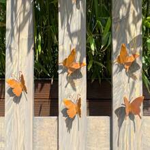 1 Stück rustikale Metall Schmetterling Statue, lebendiger und energiegeladener Schmetterling, Heimdekoration, Außengarten Dekoration, Outdoor Wandkunst, Muttertag, Abschlussgeschenk