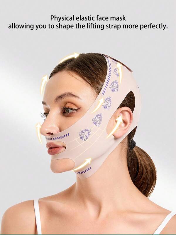 1 Pack Of Women's Elastic Bandages, Face Bandage Mask Is Suitable For Daily Wear, Face Shaping Nasolabial Folds Sleep Compression Mask V Face Sculpting Lifting And Tightening Line Sculpting Bandage, You Can Travel With A Mask While Wearing Breathable And Not Stuffy, Anti-Gravity To Reshape The Facial Muscles.