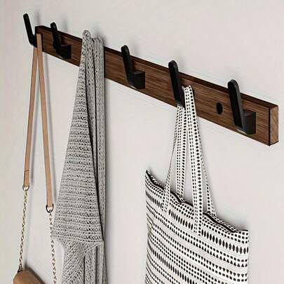 1 pièce Crochet mural en noyer noir en bois massif sans perçage requis pour les murs du salon et de la chambre, également idéal comme crochet pour serviette de bain et peignoir, et un crochet pratique pour ustensiles de cuisine pour organiser les essentiels quotidiens, finition artisanale durable, design gain de place, parfait pour les entrées et une utilisation dans plusieurs pièces