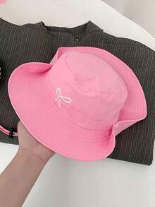 Bowknot Decor Sun Protection Hat, Versatile Outdoor Hiking Cap For Women, Chic Breathable Fabric Sun Hat, Bucket Hat