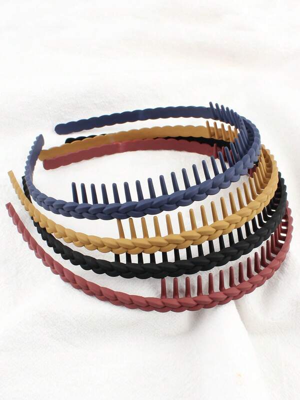 3 pezzi Fasce per capelli intrecciate versatili e semplici con denti, cerchietti per capelli antiscivolo per lavare il viso, trucco, fermagli per frangia, accessori per capelli, fasce per capelli, cerchietti, fasce a zig-zag, per uso domestico, cura della pelle