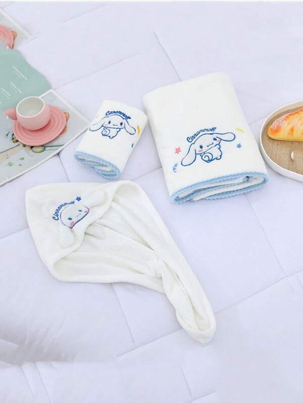 3pcs Sanrio Big-Eared Dog Towel Bath Towel Household Thickened Coral Velvet Water Soft And Skin-Friendly Not Easy To Shed Cartoon Towel Bath Towel Back To School For Beauty Salon Home Bathroom