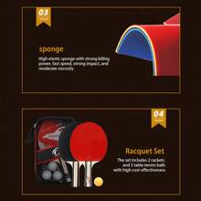 1 Set Ping Pong Paddle Set For Beginners And Advanced Players -2 Premium Quality Rackets And 3 Balls - Ideal For Professional Tournament Play (Blue Spong And Orange Sponge Is Shipped Randomly)