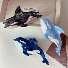 1 buc Clamă de păr cu design de balenă din seria Ocean, Clemă creativă cu gheare din acetat pentru coc, Accesoriu de păr cu rechin pentru femei, Clame de păr de primăvară/vară, Clemă de păr cu maxilar, Cleme de păr, Clemă de prindere a părului