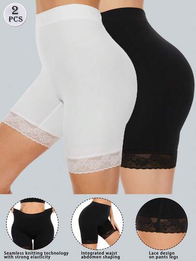 2 piezas Pantalones cortos para usar debajo de vestidos Pantalones cortos sin costuras tipo "boyshorts" para yoga/bicicleta/ejercicio
