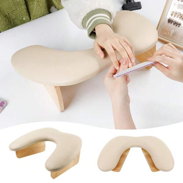 Almohada plegable con bisel para manos mariposa, cojín de descanso para manos de arte de uñas, almohada de doble mano para mesa de manicura (Albaricoque)