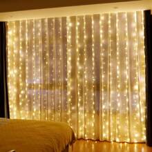 3 Meters X 3 Meters 300 LED Window Curtain String Lights, USB Powered 8 Modes Remote Control Fairy Lights For Wedding Party Home Garden Bedroom Outdoor Indoor Wall Window Decor, Halloween, Christmas, Warm White/White/Multicolor/Pink/Purple/Blue/Warm Multicolor/17 Colors