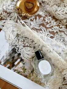 1pc Elegant Large Floral Tablecloth, French Vintage Lace Rectangular Table Cover, Retro Baroque Style For Coffee/Dining Table, Dust Cover