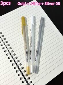 1/3pcs/12pcs White SAKURA Gelly Roll Classic Pen In Bold, White 05-08-10 Pen Core, Cherry Blossom High-Gloss Drawing Pen, Art-Specific High-Gloss Pen, Outlining Pen, Planner Watercolor Marker Pen, White Brush, Writing And Correction Supplies, School Supplies, Back-To-School Season Gifts, Festival Gifts For Classmates And Friends During The Back-To-School Season (White, Silver, Gold - Multicolor - View 17