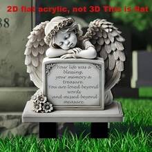 Classic Angel Memorial Plaque, Acrylic Garden Stake, Ground Mount, Weather-Resistant Outdoor Decor, Easter Memorial, No Electric Needed - Multicolor - View 2