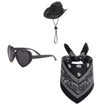 3pcs Western Cowboy Porch Goose Outfits For 23"/ 17'' Lawn Cement Goose Statue Clothes Cowboy Hat Sunglasses With Bandana Scarf