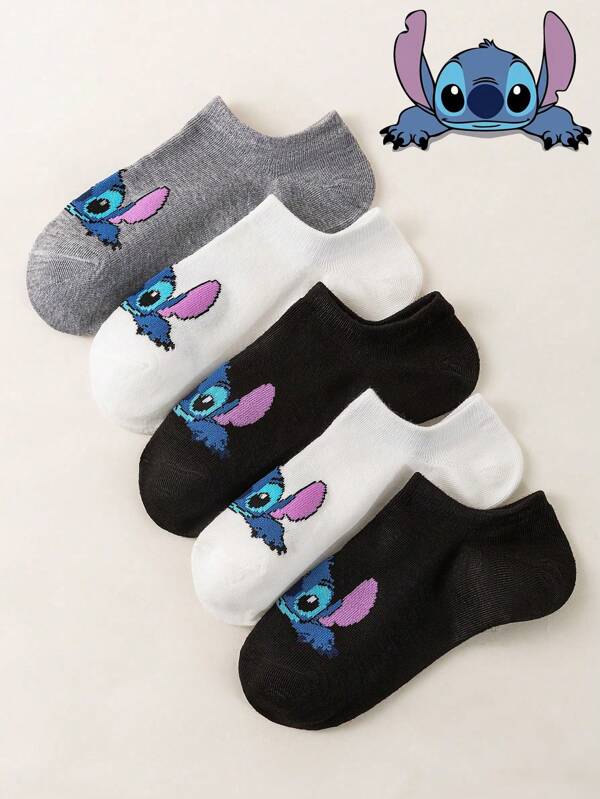 Set de 5/10/15 pares de calcetines tipo tobillero con estampado de perros alienígenas para mujeres/hombres/niñas/niños/parejas, lindos y de moda, suaves y transpirables, adecuados para estudiantes, adultos, fiestas, vacaciones, oficina, hogar y uso diario, en colores/estilos aleatorios