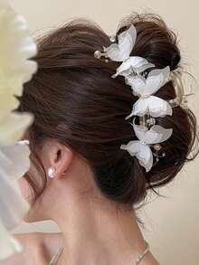 1 Pc Multi-Layer Mesh Butterfly Design Hair Claw Clip, Elegant & Unique Hair Accessory For Updo Hairstyle - Multicolor - View 15