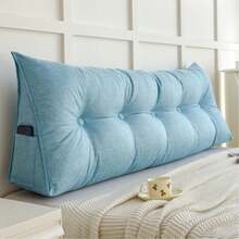 1 Pieza Almohada con respaldo en forma de cuña, cojín de respaldo para cabecera con tela de lino transpirable, bolsillos laterales, adecuada para cama, sofá para leer y silla de apoyo lumbar, silla de oficina, cojín de asiento - Multicolor - Ver 25