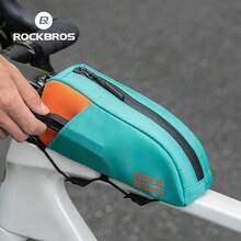 ROCKBROS Bike Top Tube Bag Narrow Side Design Urban Cycling Three Point Fixation Anti - Shake Stylish Color Block Easy Access Zipper Storage - 彩色 - 查看 6