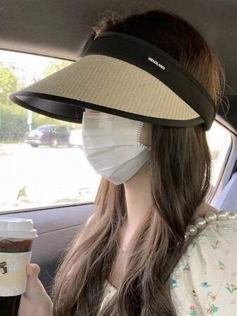 1pc Women Oversized Sun Hat, Outdoor UV Protection Foldable Wide Brim Baseball Cap, Black