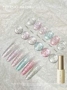 Glamorous Spring Nails 6ml 6 Colors Set Shimmering Crushed Diamonds New