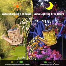 Lysliv Watering Can Solar Lights Outdoor Garden, LED Solar String Lights Waterproof Retro Metal Water Can Hanging Lantern With Bracket Warm White Gardening Décor For Patio Yard Pathway Gifts For Women