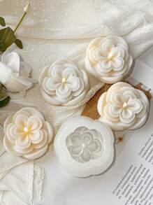 1 Stück 3D romantische Blume Silikonform, geeignet für Kerzen, Seife und Harz Bastelarbeiten - Rosa Blumen Design, perfekt für handgemachte duftende Kerzen, Gips Dekorationen und Geschenkherstellung, ideal für Heimdekoration, Silikon Kerzengießform