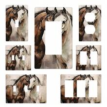 1pc Couple Horse Light Switch Cover Plate Decorative Outlet Covers Wall Plate Single Toggle Outlets Covers Durable Switch Covers - Multicolor - View 2