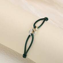 1 pieza Pulsera trenzada de acero inoxidable con diseño de círculo, apropiada para decoración diaria