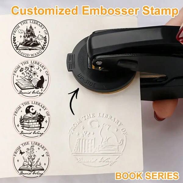 1pc Personalized Stainless Steel Embossing Stamp, Customizable Rectangle Shape For Books, Library, Office, Envelopes, Napkins, Handmade Gifts, Wedding Invitations, Birthday Presents,Back To School,School Supplies