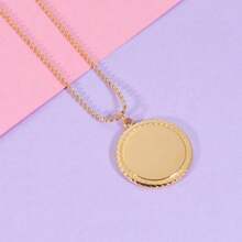 1pc Customized Laser Engraved Geometric Edged Stainless Steel Necklace With Photo, Memorial Gift - Multicolor - View 9