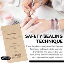 100Pcs Disposable Self-Sealing Sterilizer Pouches, 220°C High-Temp Autoclave  Kraft Paper Bags For Nail, Dental & Tattoo Tools | Salon & Clinic Hygiene Essentials
